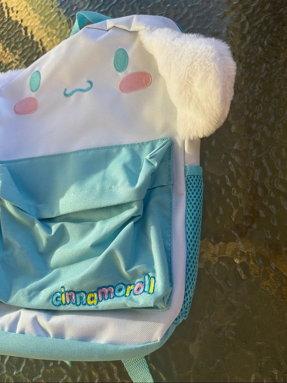 CINNAMOROLL Sanrio Character Fluffy Ear Embroidered Bunny Bag Backpack